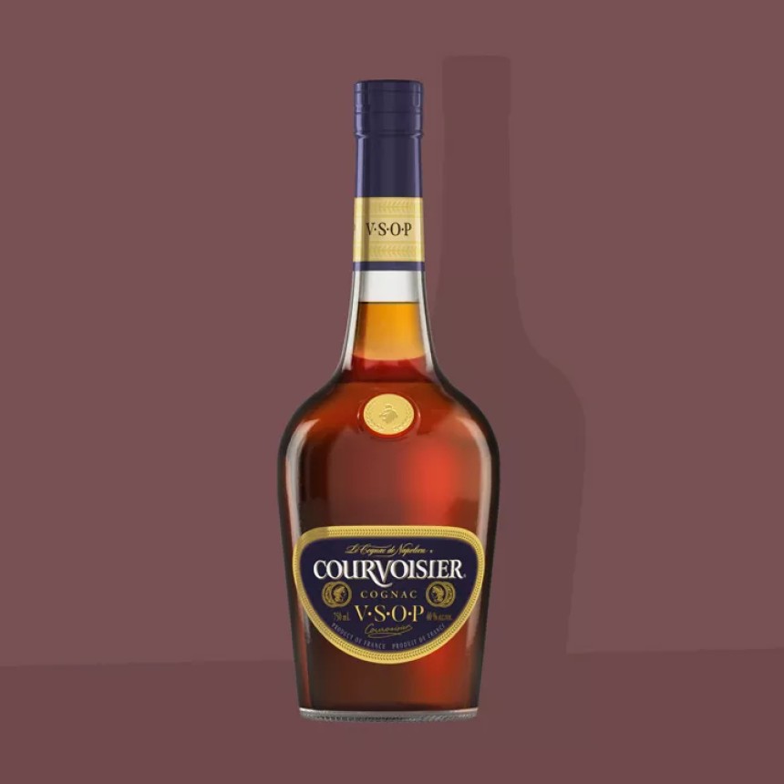 Courvoisier VSOP bottle representing the fruit-forward Cognac styles that usually work best in a Champs-Elysees cocktail recipe